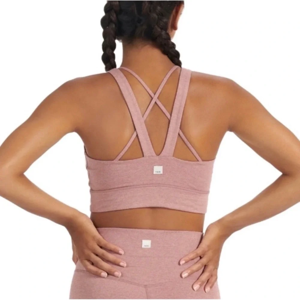 Vuori Elevation Sports Bra Womens Medium Pink Excellent Strappy High Neck